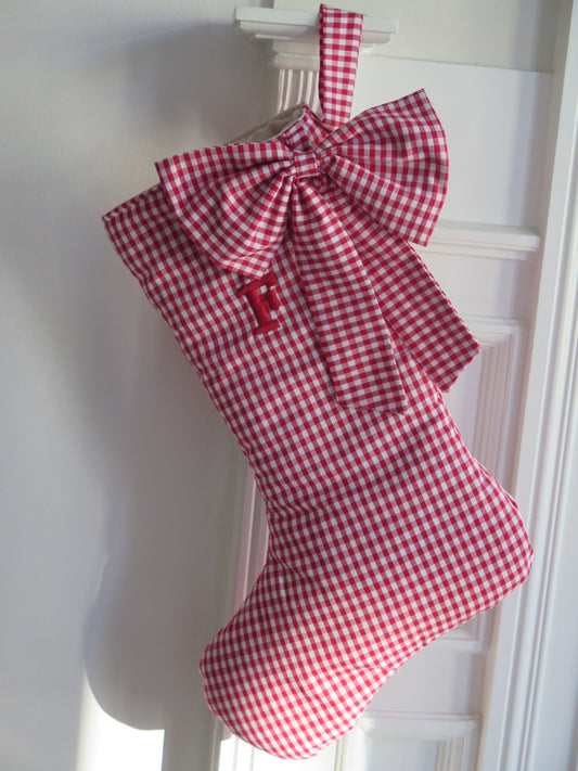 RED GINGHAM CHRISTMAS STOCKING