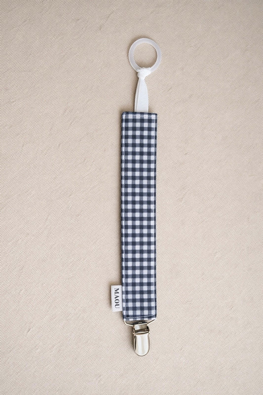 PACIFIER CLIP NAVY GINGHAM