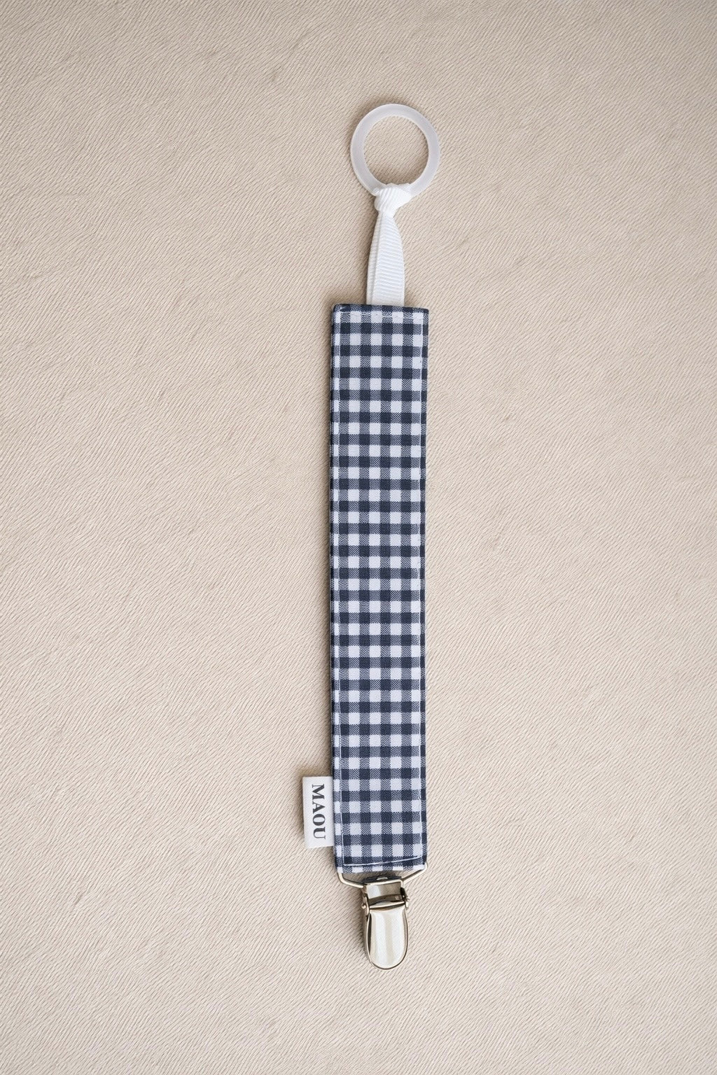 PACIFIER CLIP NAVY GINGHAM