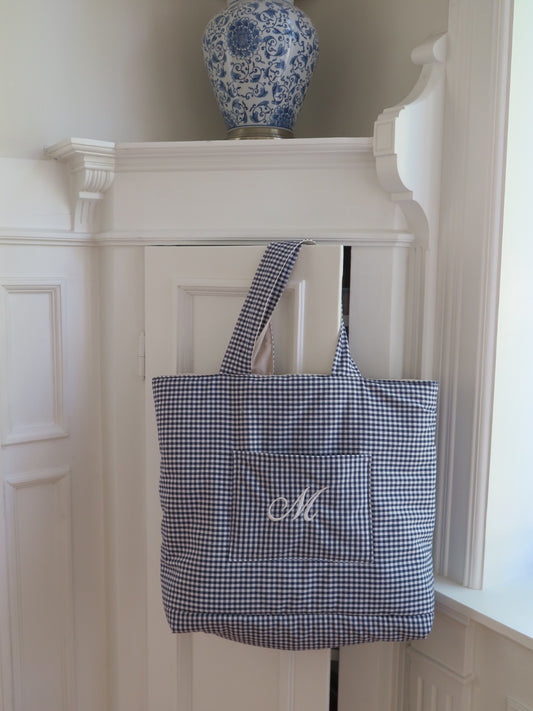 BLUE GINGHAM TOTE BAG