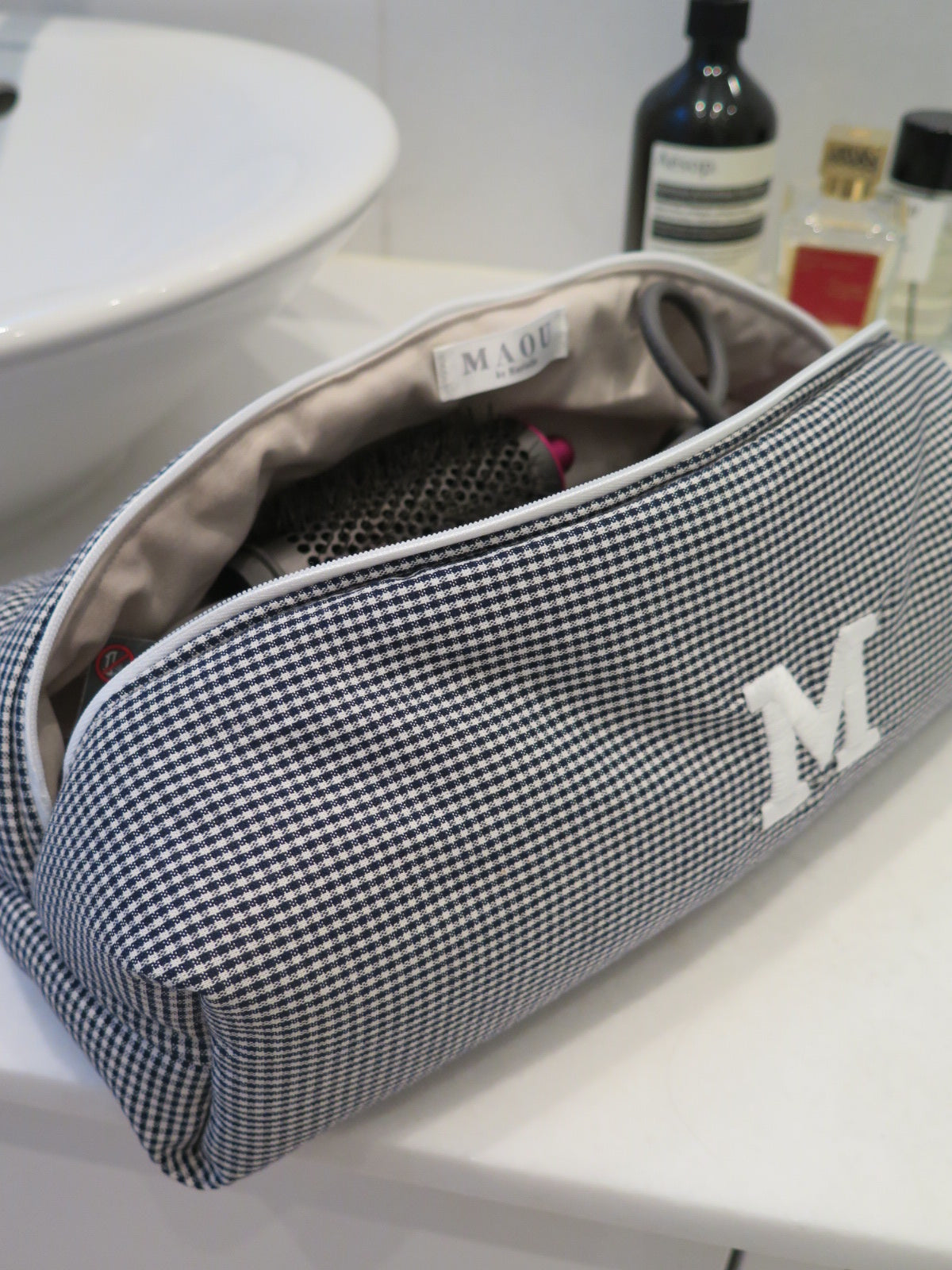 Custom dark navy gingham
