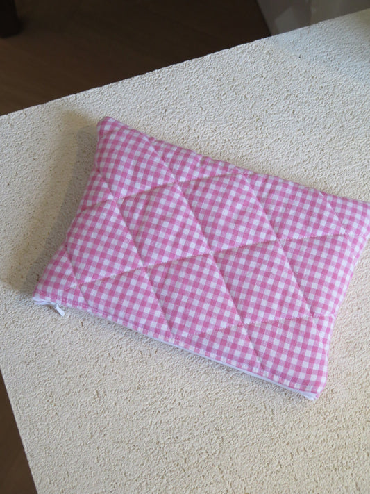PINK GINGHAM FLAT POUCH