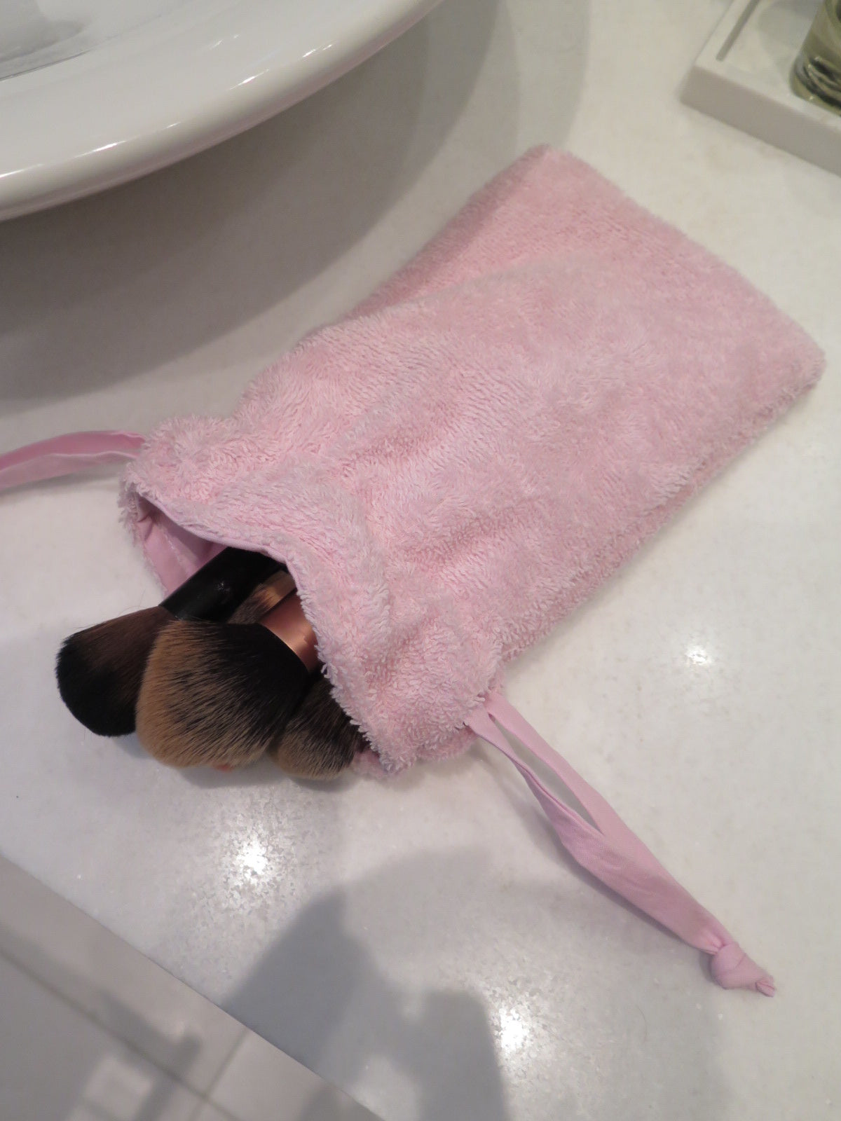 MAKEUP BRUSH BAG PINK TERRY