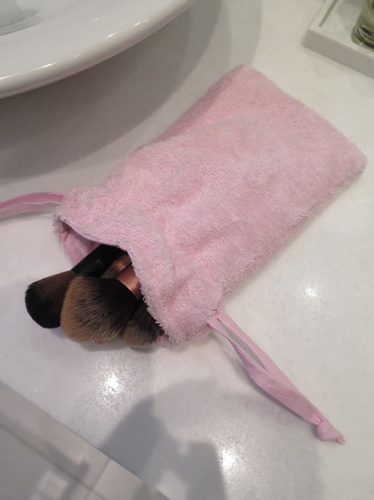MAKEUP BRUSH BAG PINK TERRY