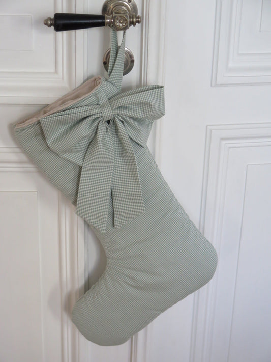 CUSTOM CHRISTMAS STOCKING MINT GINGHAM