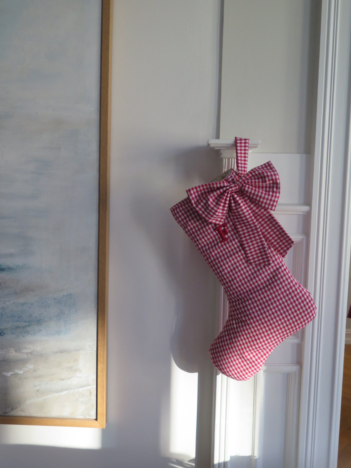 RED GINGHAM CHRISTMAS STOCKING
