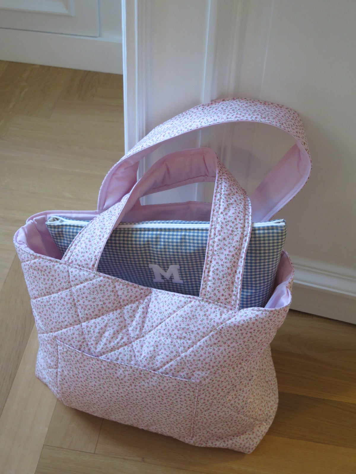 LIGHT PINK MINI FLORAL TOTE BAG
