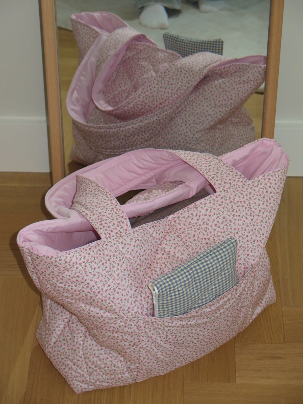 LIGHT PINK MINI FLORAL TOTE BAG
