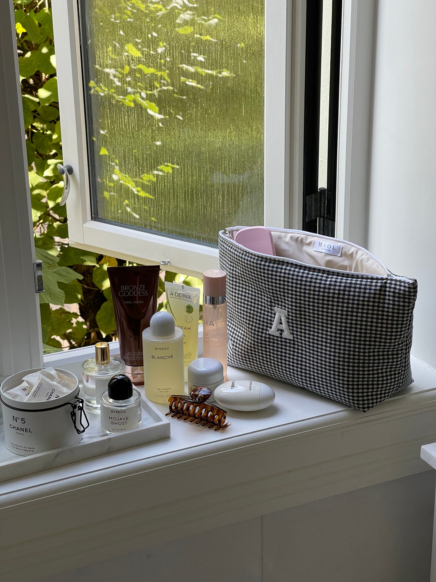 Gingham tall travel bag