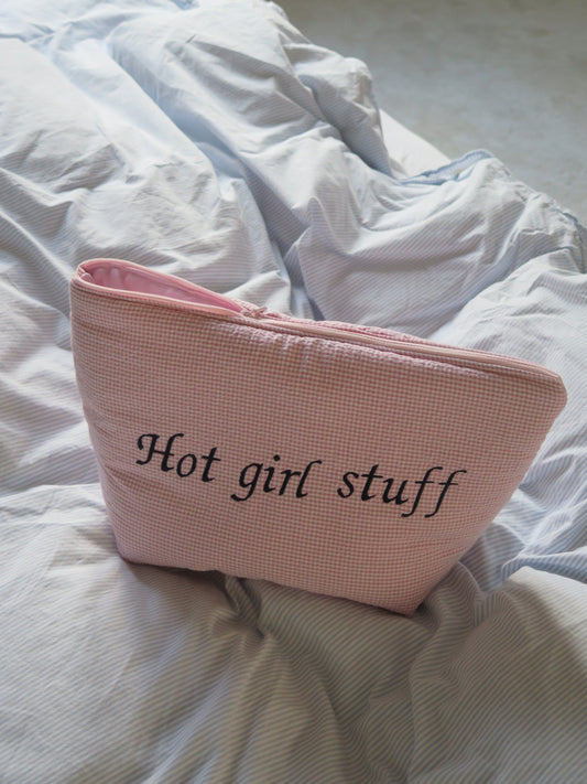 LIGHT PINK GINGHAM TALL TRAVEL BAG