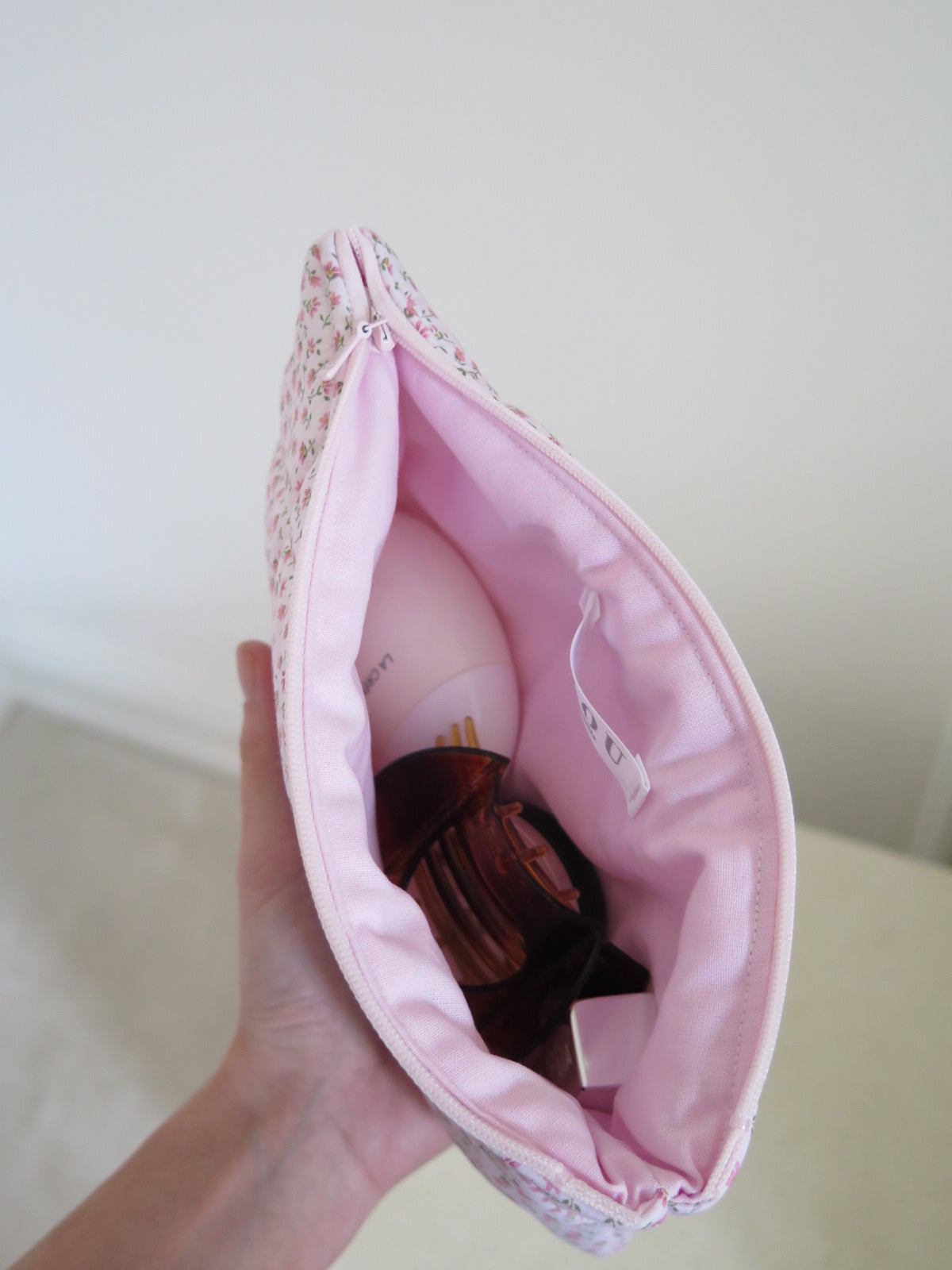 LIGHT PINK MINI FLORAL FLAT POUCH