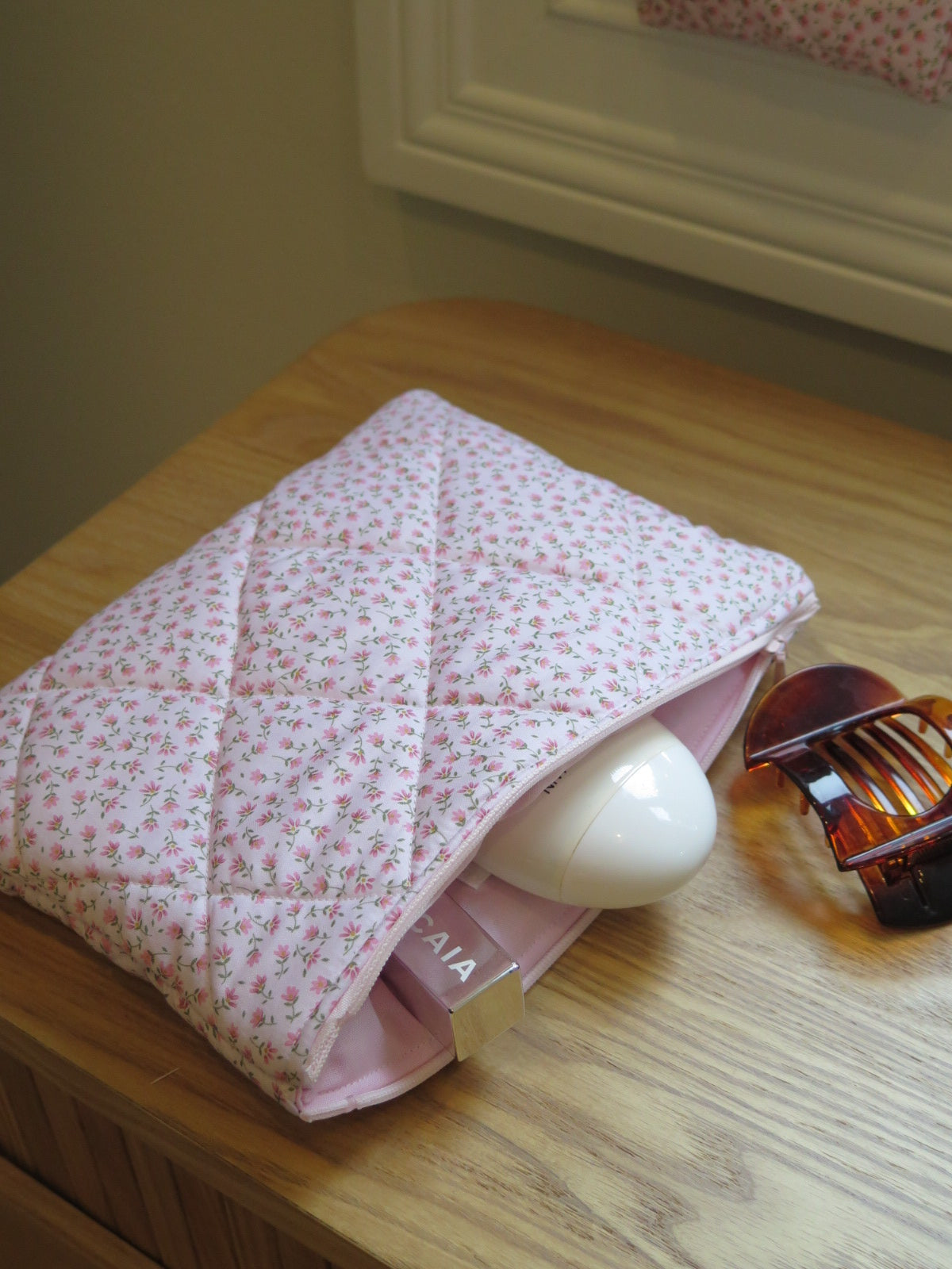LIGHT PINK MINI FLORAL FLAT POUCH