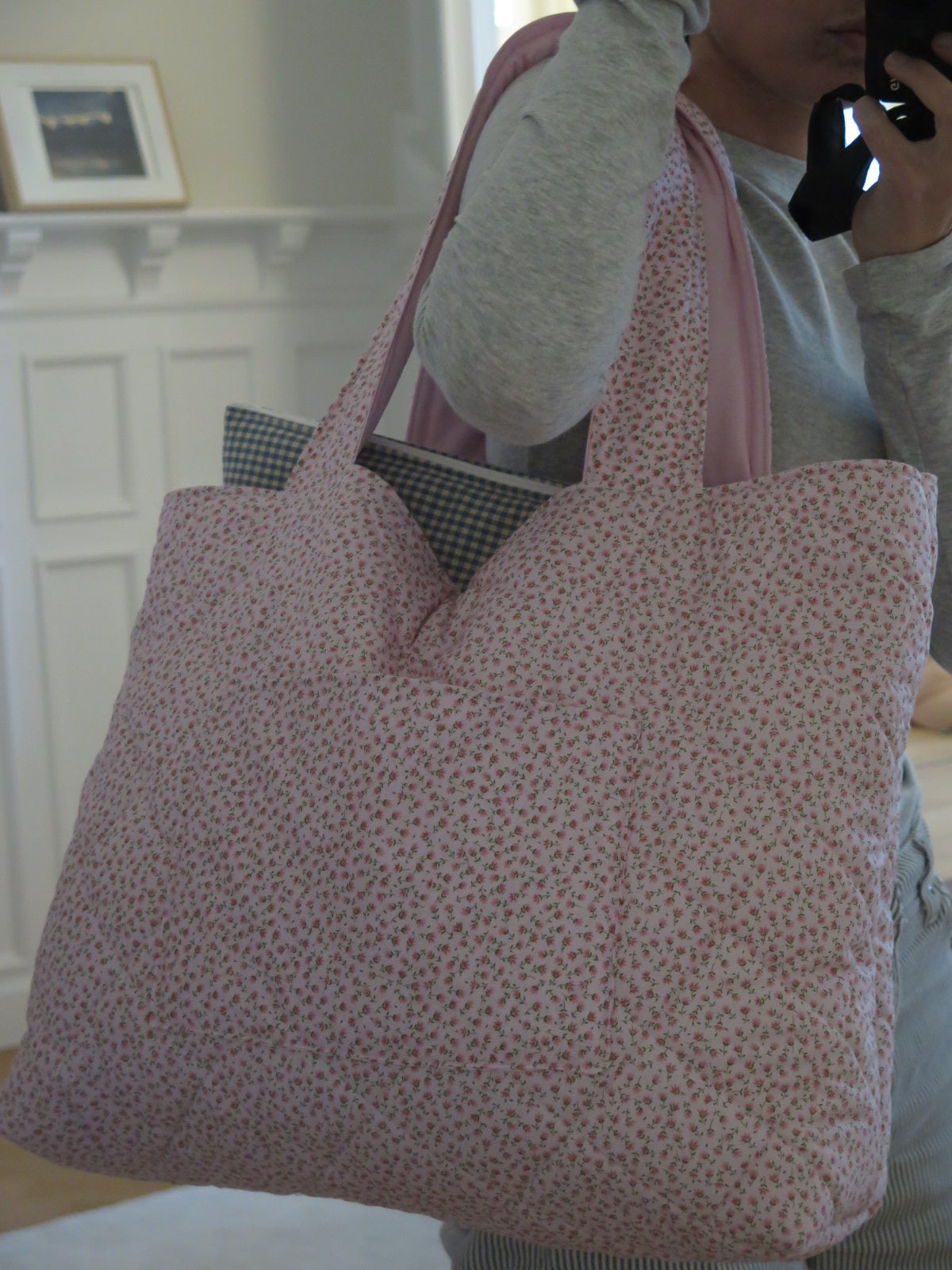 LIGHT PINK MINI FLORAL TOTE BAG