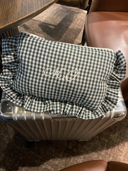 GINGAM RUFFLED POUCH