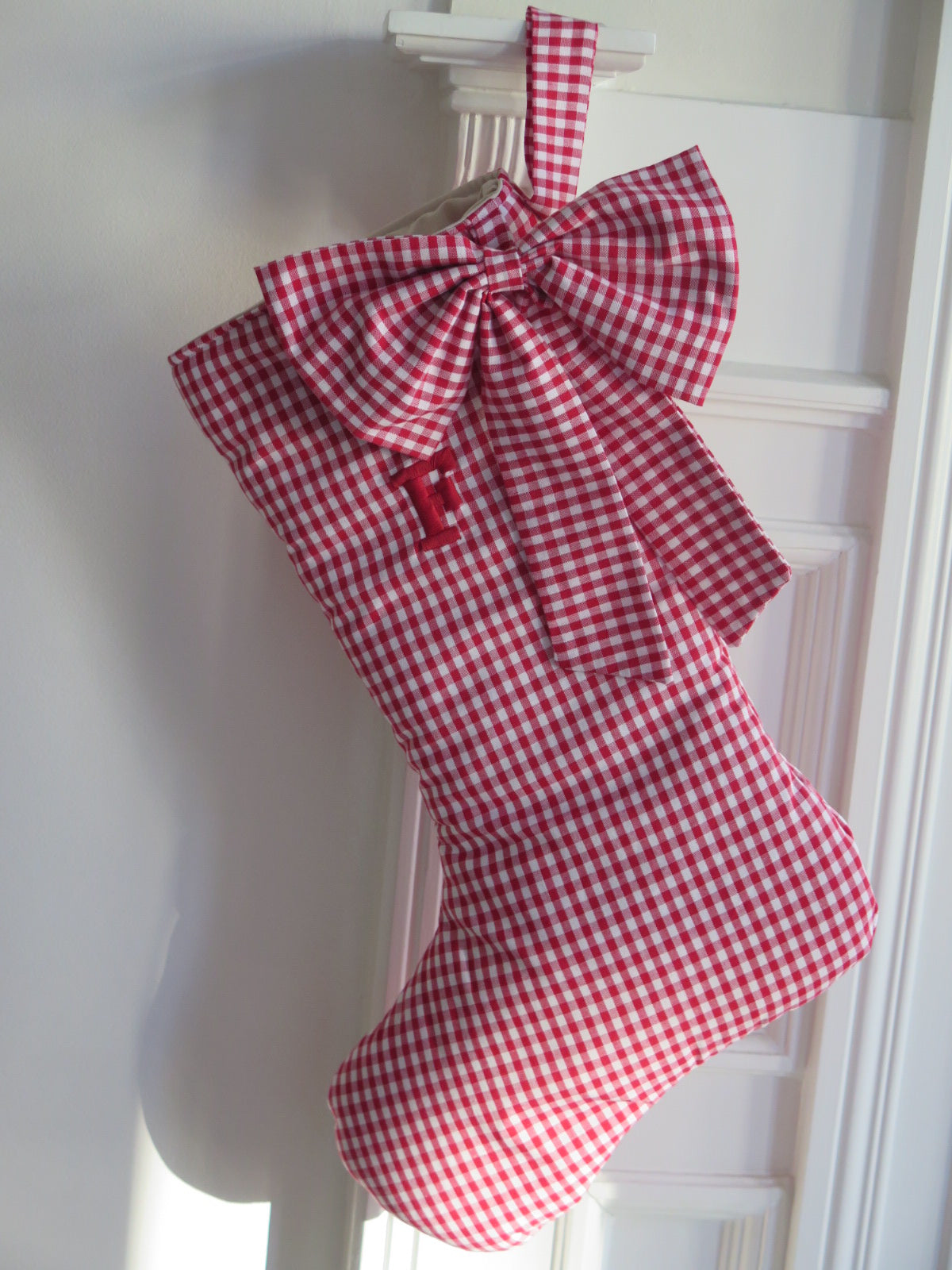 RED GINGHAM CHRISTMAS STOCKING