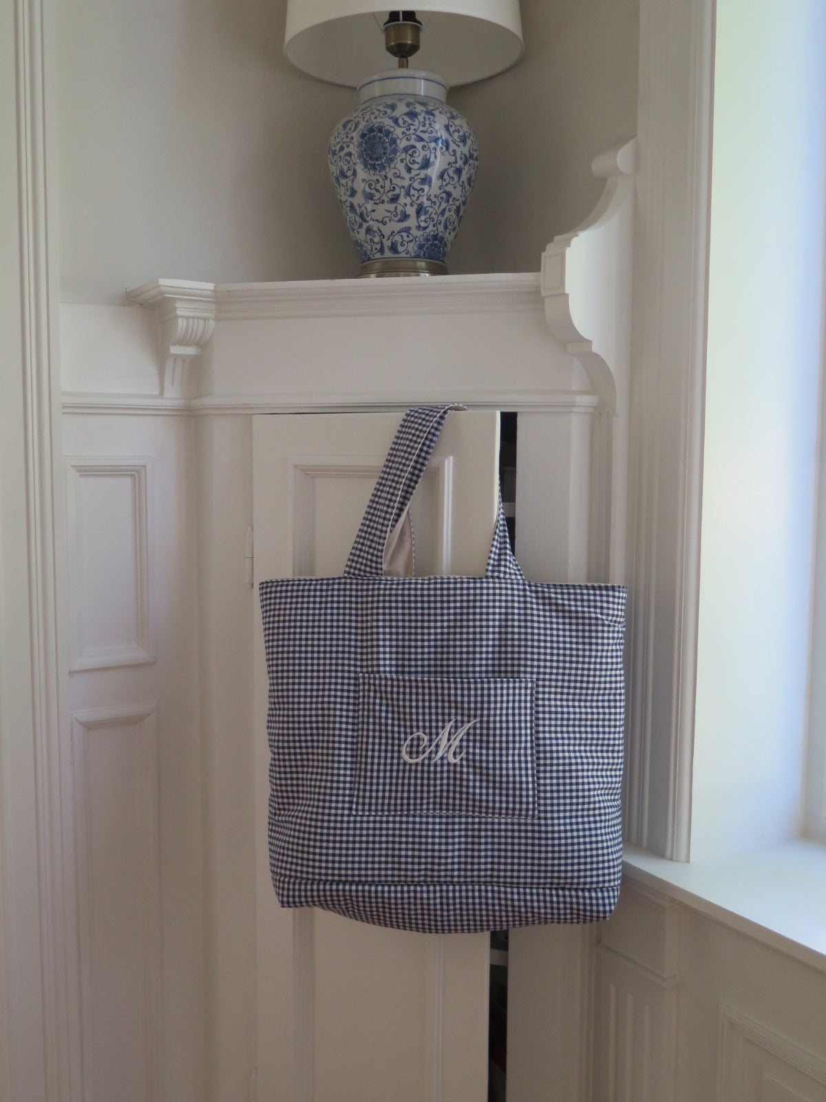 BLUE GINGHAM TOTE BAG
