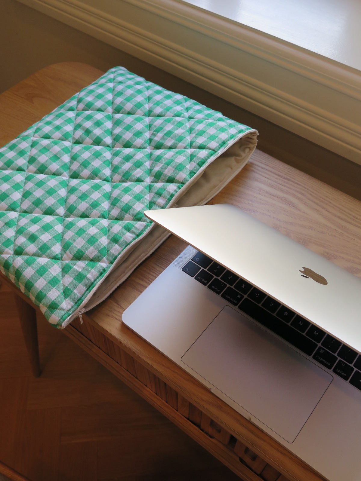 GREEN GINGHAM LAPTOP CASE