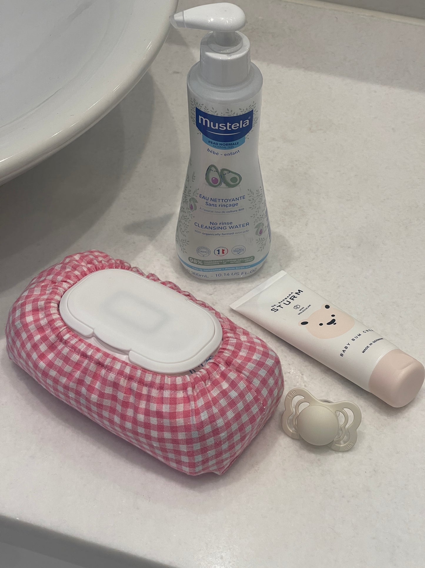WET WIPE COVER PINK GINGHAM