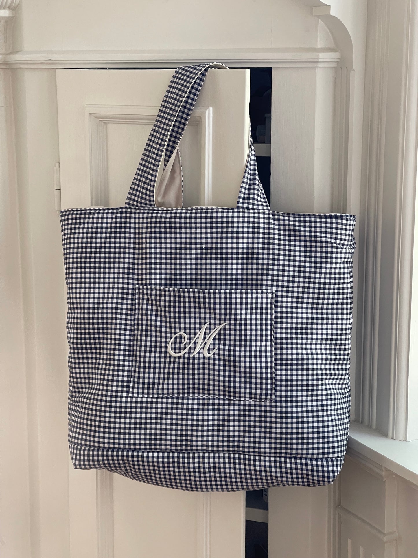 BLUE GINGHAM TOTE BAG