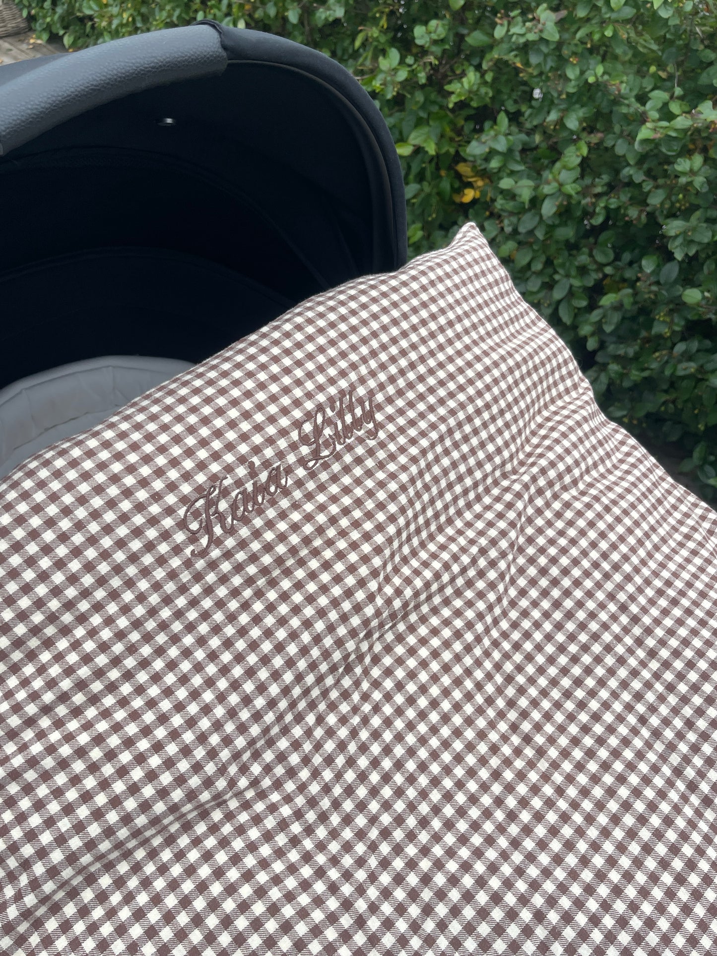 BROWN GINGHAM BABY CRIB DUVET COVER
