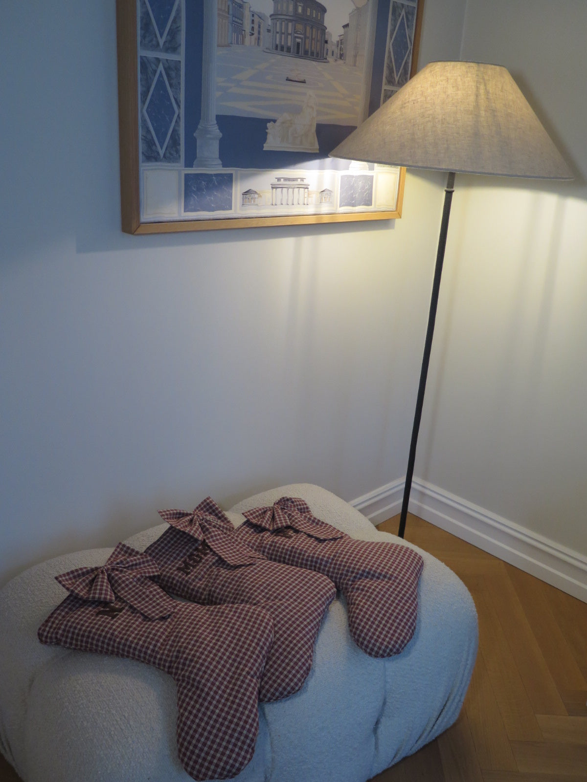 WINTER COTTAGE RED PLAID CHRISTMAS STOCKING