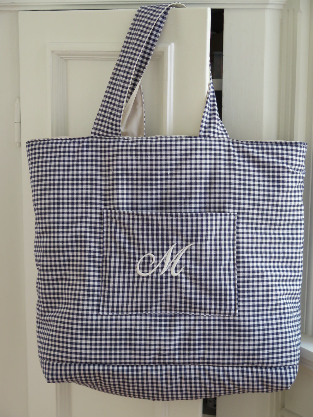 BLUE GINGHAM TOTE BAG