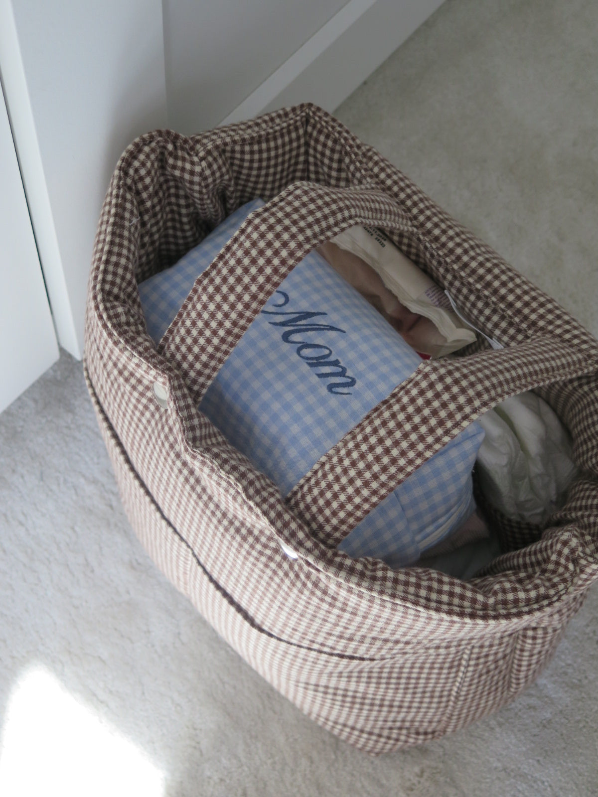 Stroller bag brown gingham