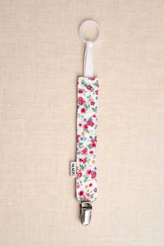 PACIFIER CLIP CREAM FLORAL