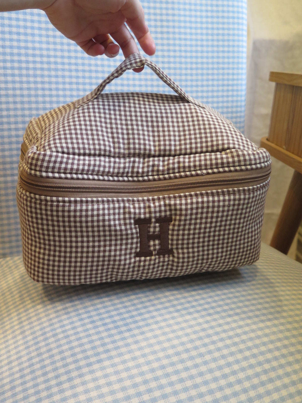 All in one vanity brown gingham