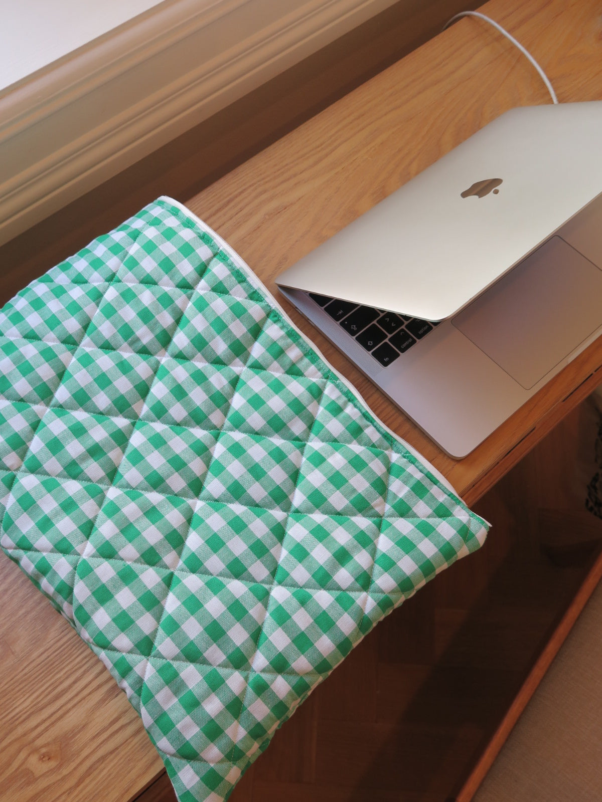 GREEN GINGHAM LAPTOP CASE