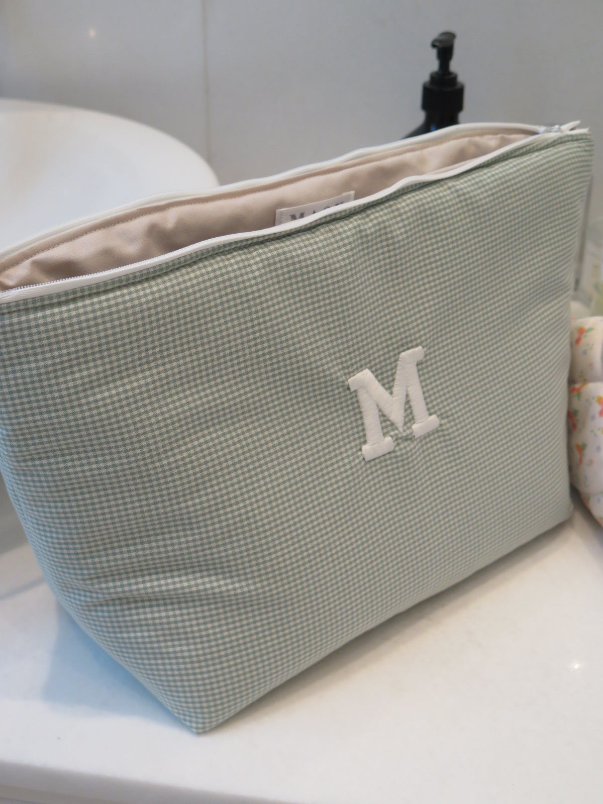 MINT GINGHAM TALL TRAVEL BAG