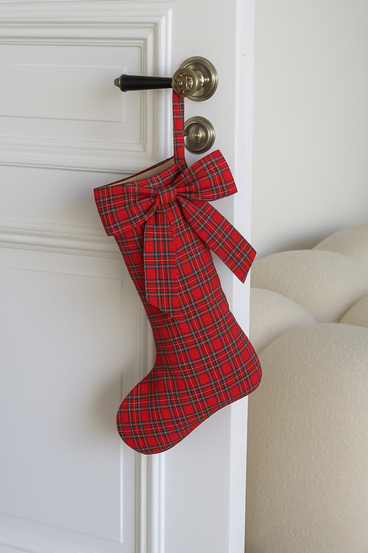CUSTOM CHRISTMAS STOCKING RED TARTAN